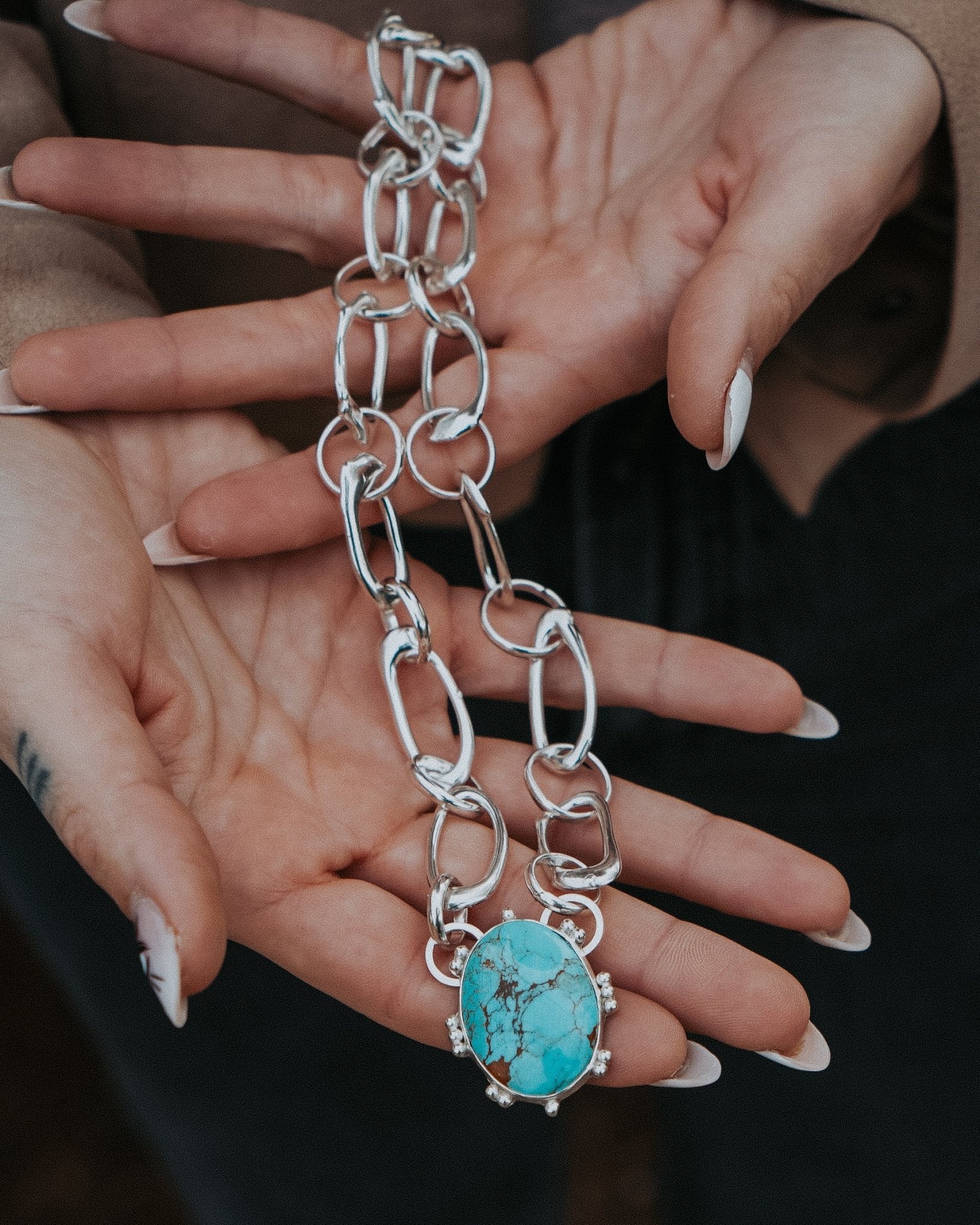 Statement Pendant in Kingman Turquoise - Golden Road Crafted