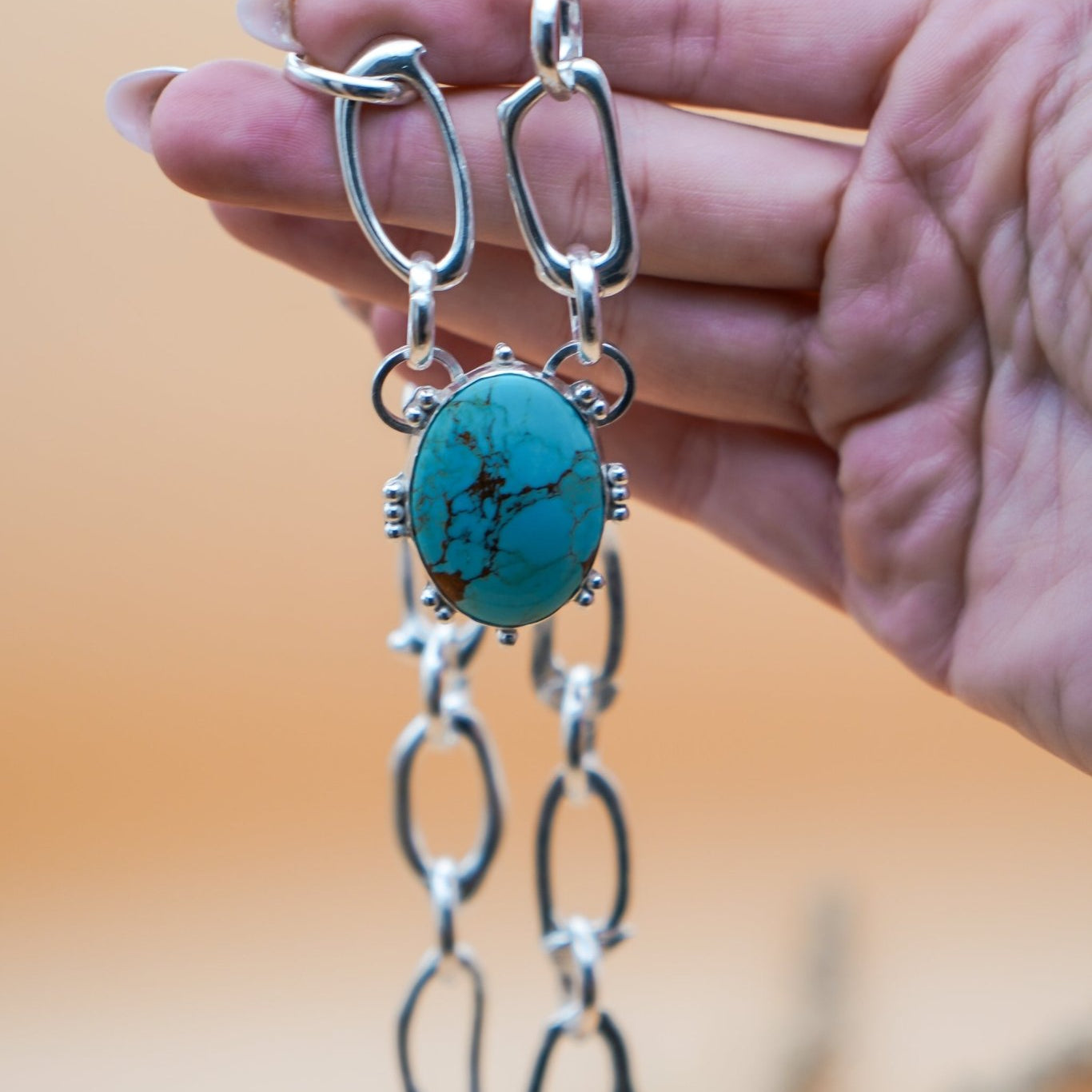 Statement Pendant in Kingman Turquoise - Golden Road Crafted