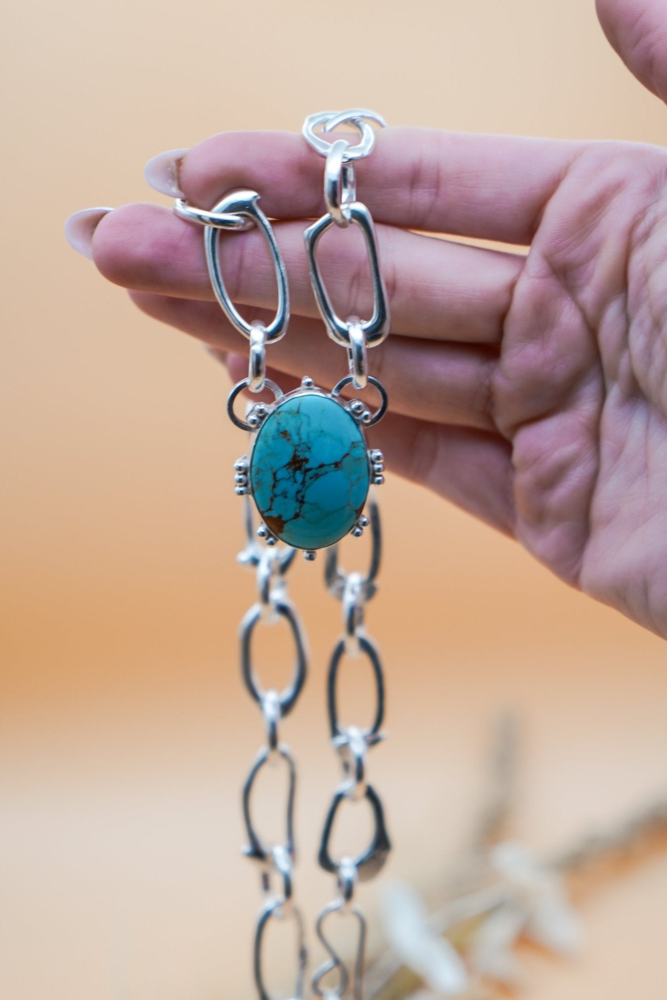 Statement Pendant in Kingman Turquoise - Golden Road Crafted