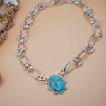 Statement Pendant in Kingman Turquoise - Golden Road Crafted