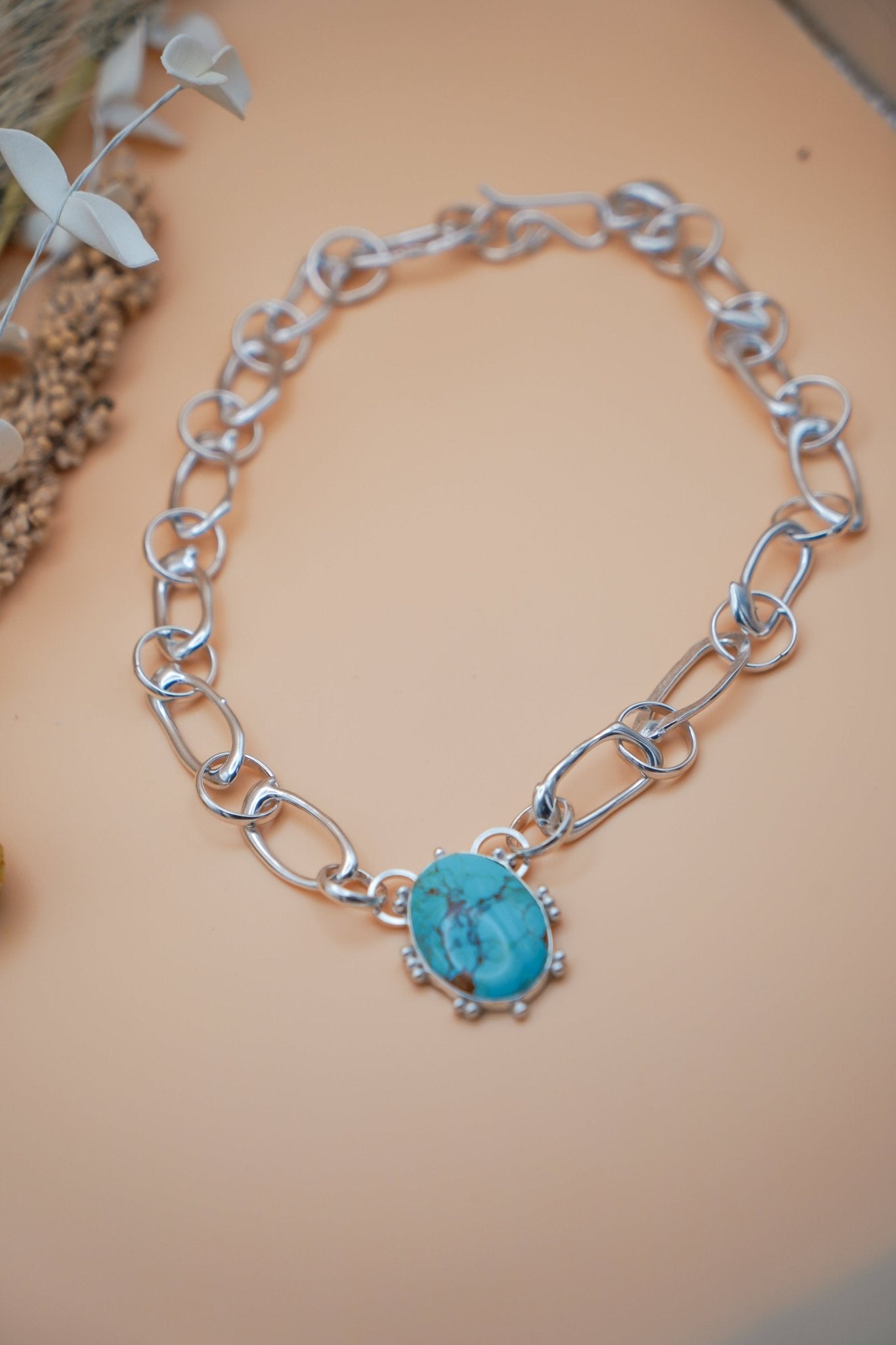 Statement Pendant in Kingman Turquoise - Golden Road Crafted