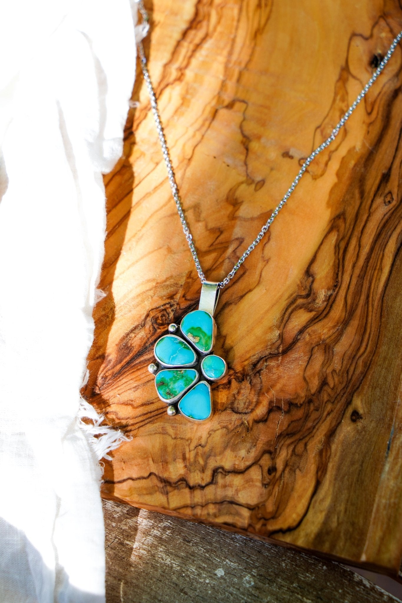 Statement Pendant in Sonoran Mountain Turquoise - Golden Road Crafted