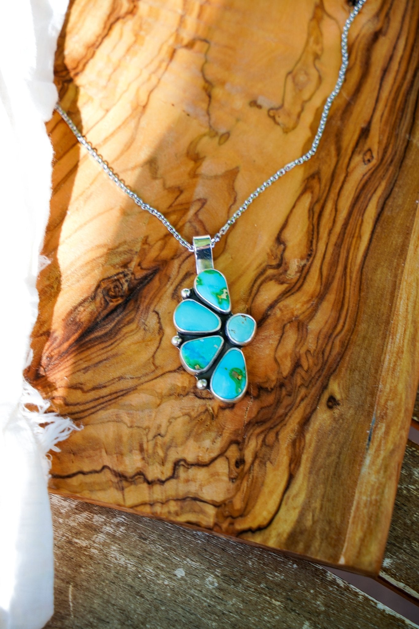 Statement Pendant in Sonoran Mountain Turquoise - Golden Road Crafted