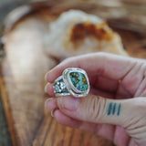 Statement Ring in Blackjack Turquoise (Size 8) - Golden Road Crafted