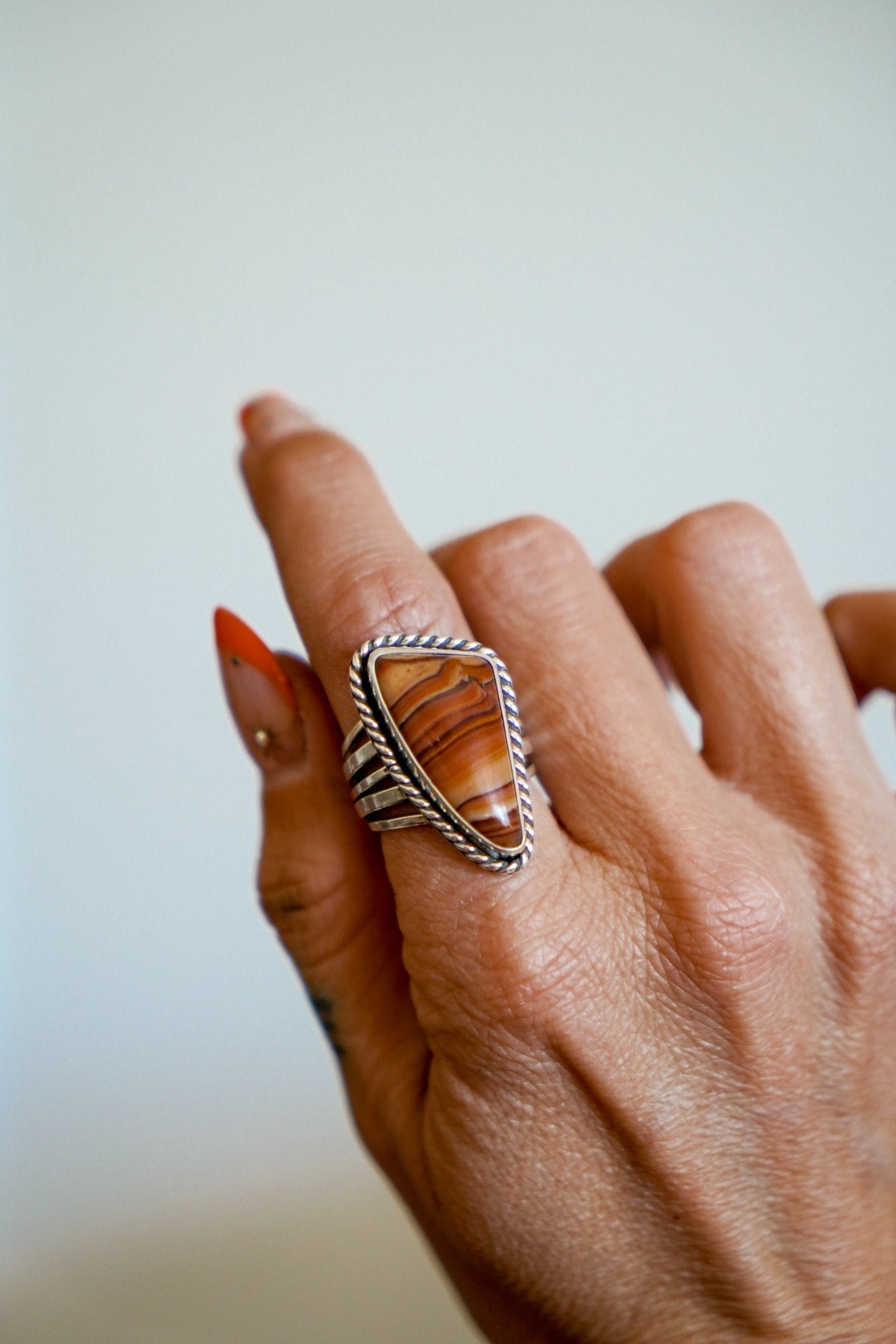 Statement Ring in Jasper (Size 7.25) - Golden Road Crafted