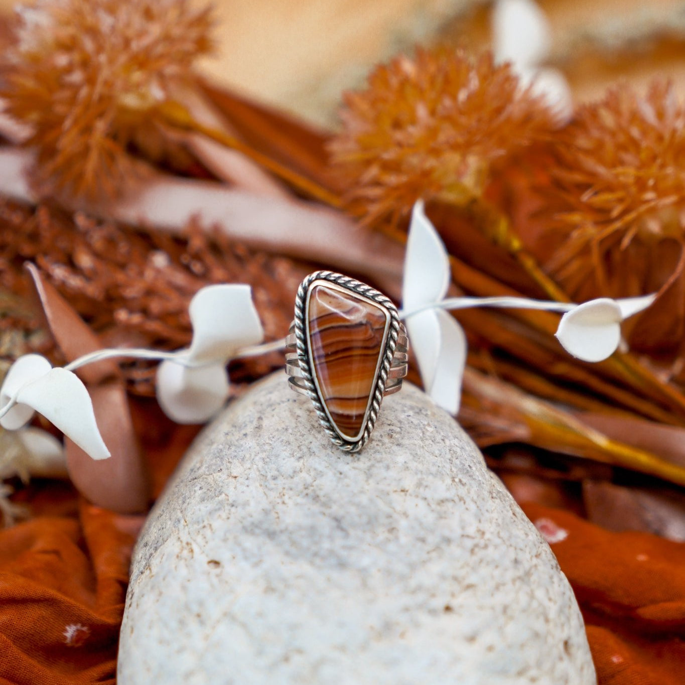 Statement Ring in Jasper (Size 7.25) - Golden Road Crafted