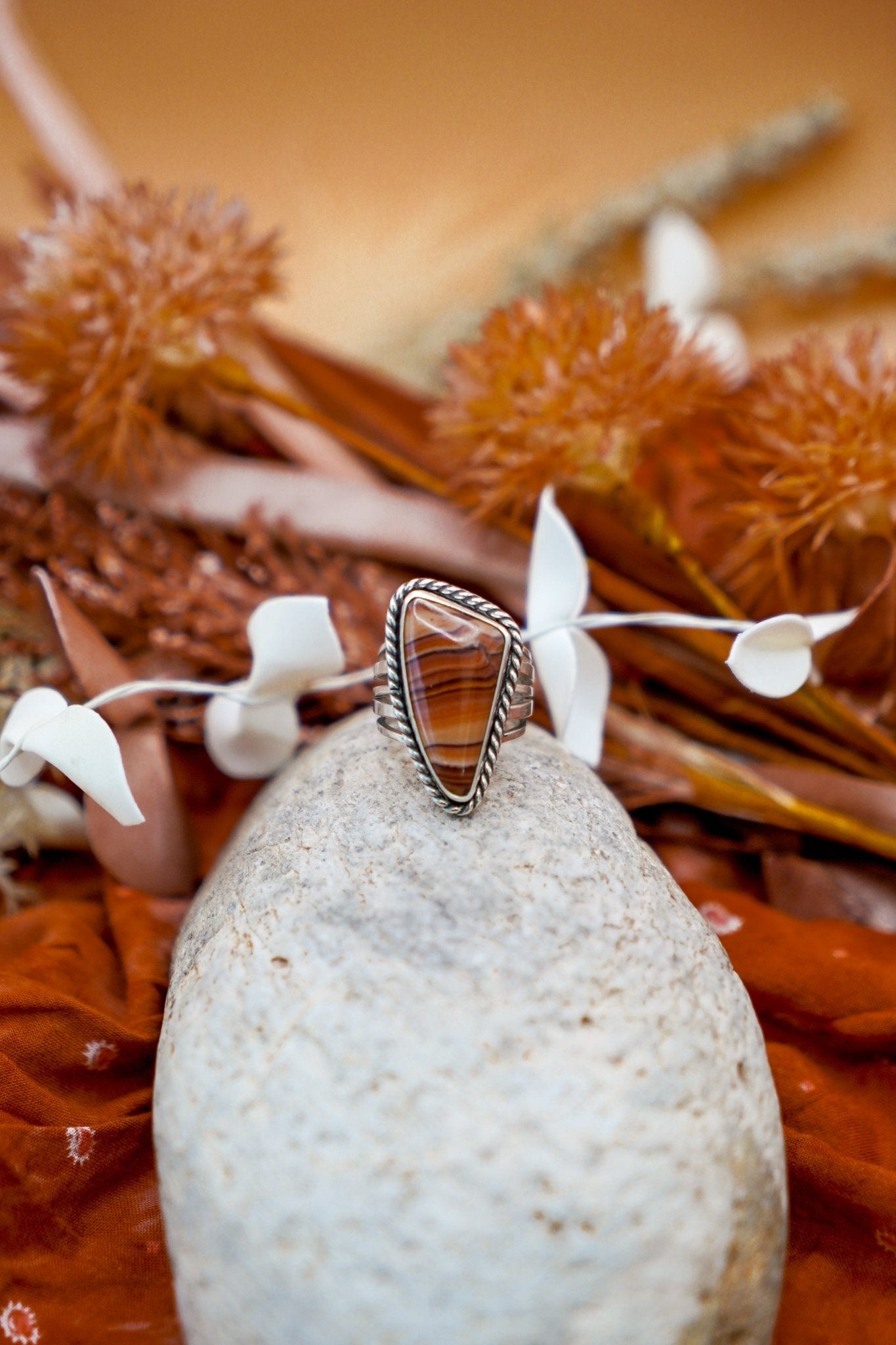 Statement Ring in Jasper (Size 7.25) - Golden Road Crafted