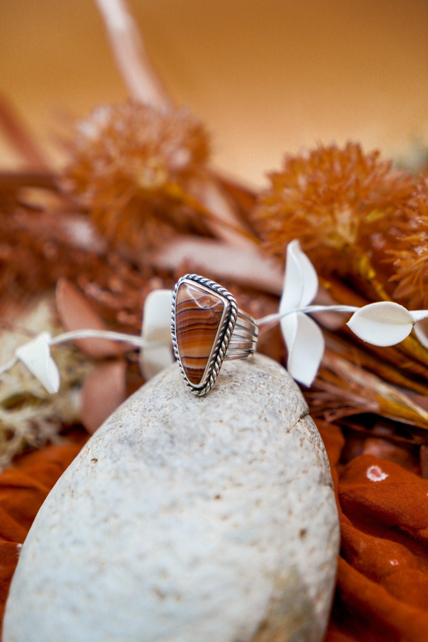 Statement Ring in Jasper (Size 7.25) - Golden Road Crafted