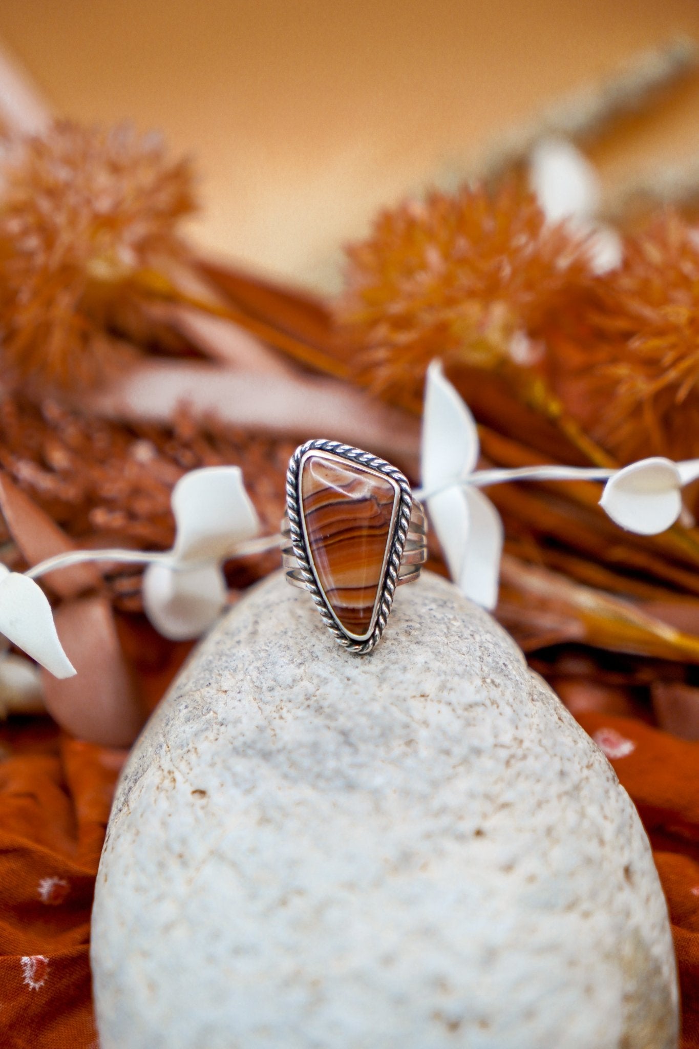 Statement Ring in Jasper (Size 7.25) - Golden Road Crafted