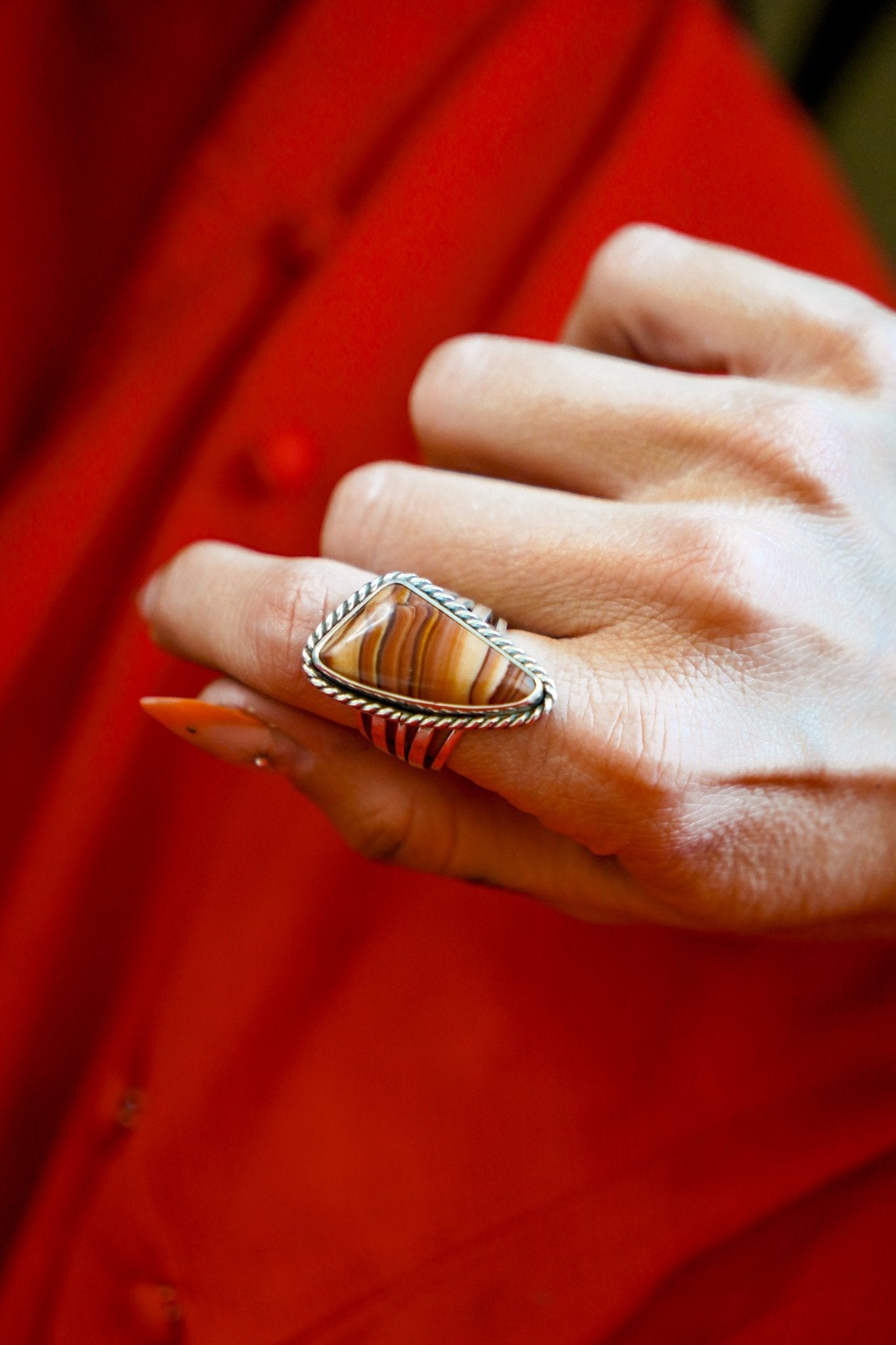 Statement Ring in Jasper (Size 7.25) - Golden Road Crafted