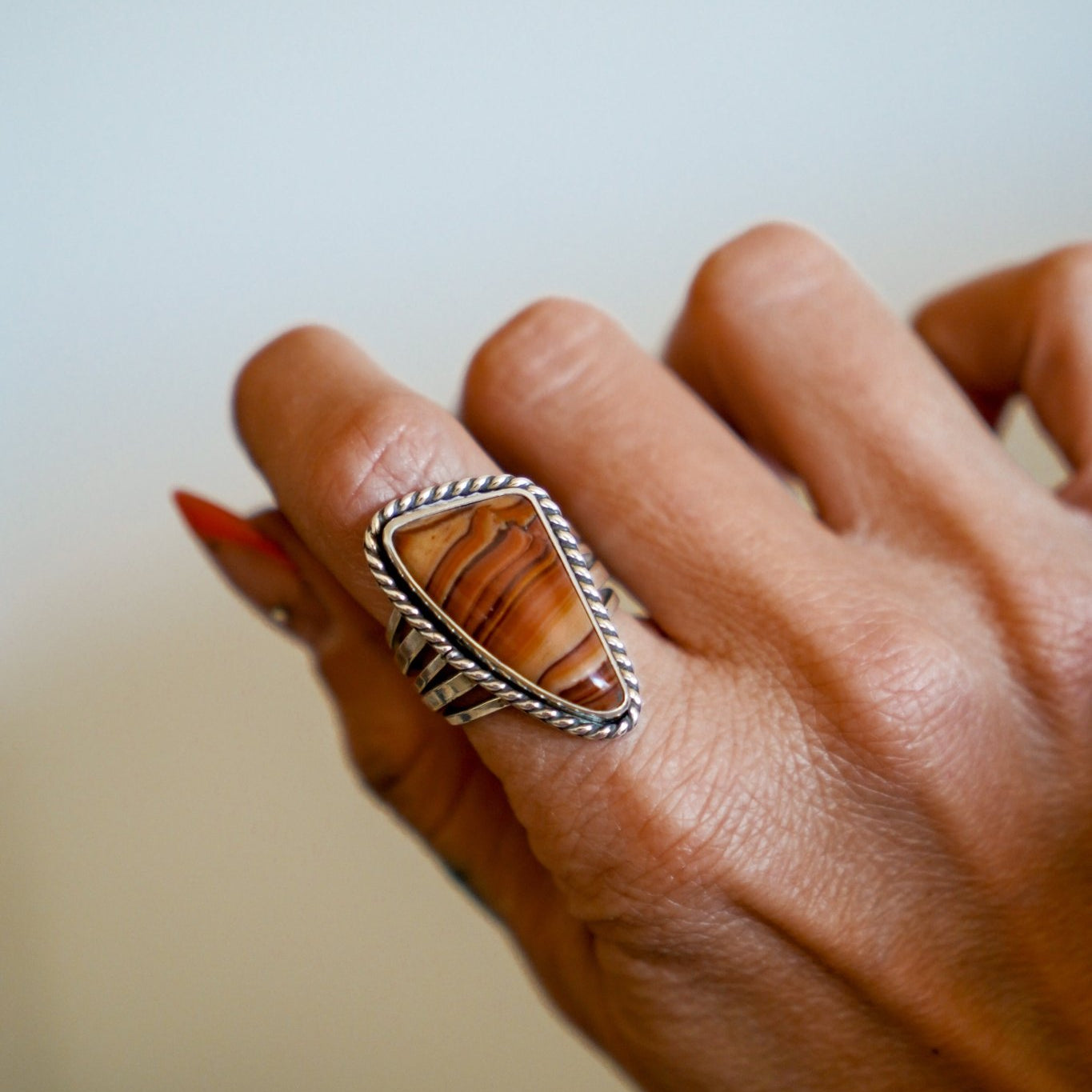 Statement Ring in Jasper (Size 7.25) - Golden Road Crafted