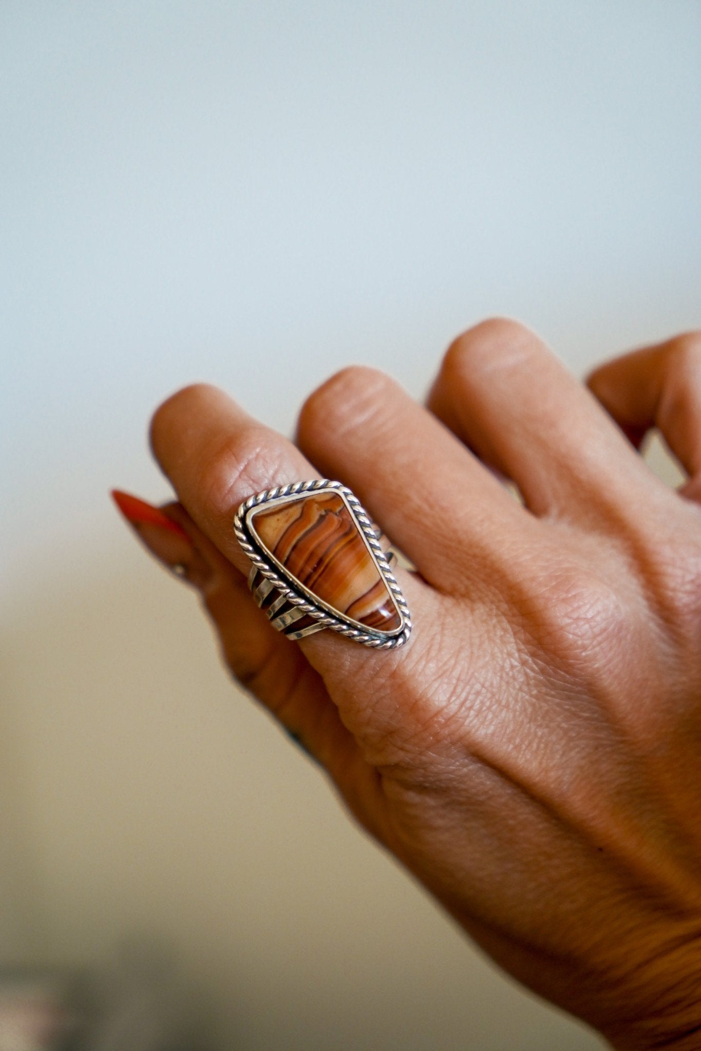 Statement Ring in Jasper (Size 7.25) - Golden Road Crafted