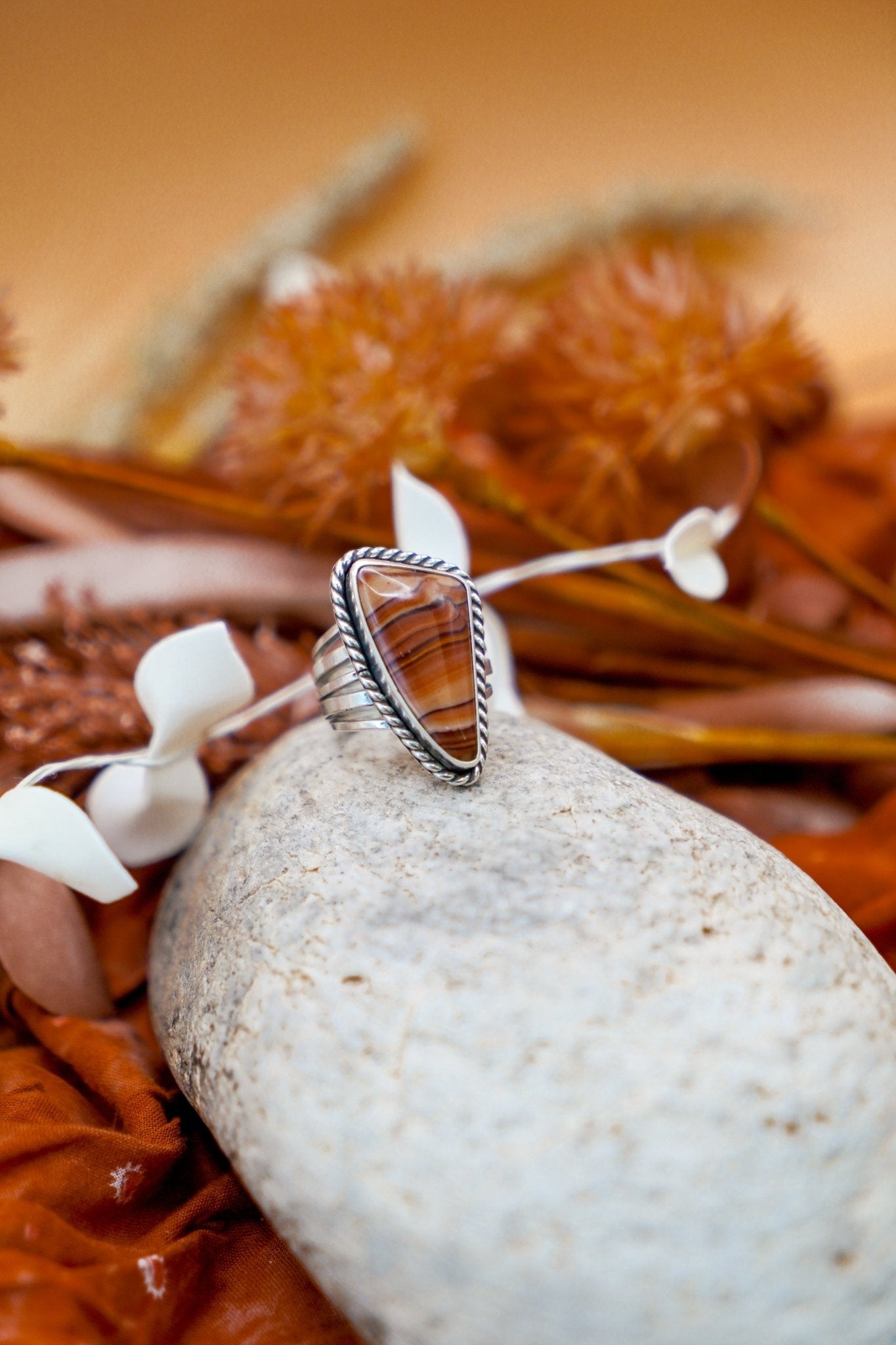 Statement Ring in Jasper (Size 7.25) - Golden Road Crafted