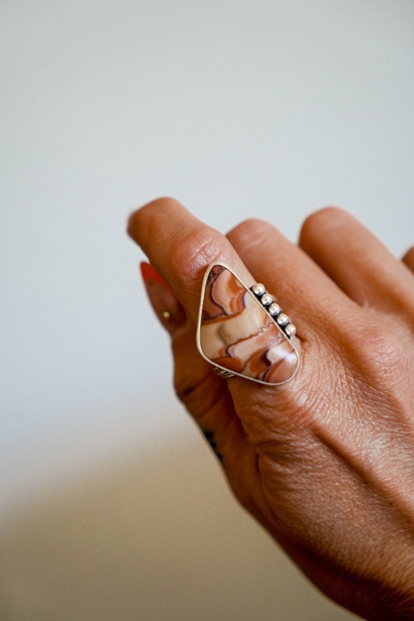 Statement Ring in Jasper (Size 9.75) - Golden Road Crafted