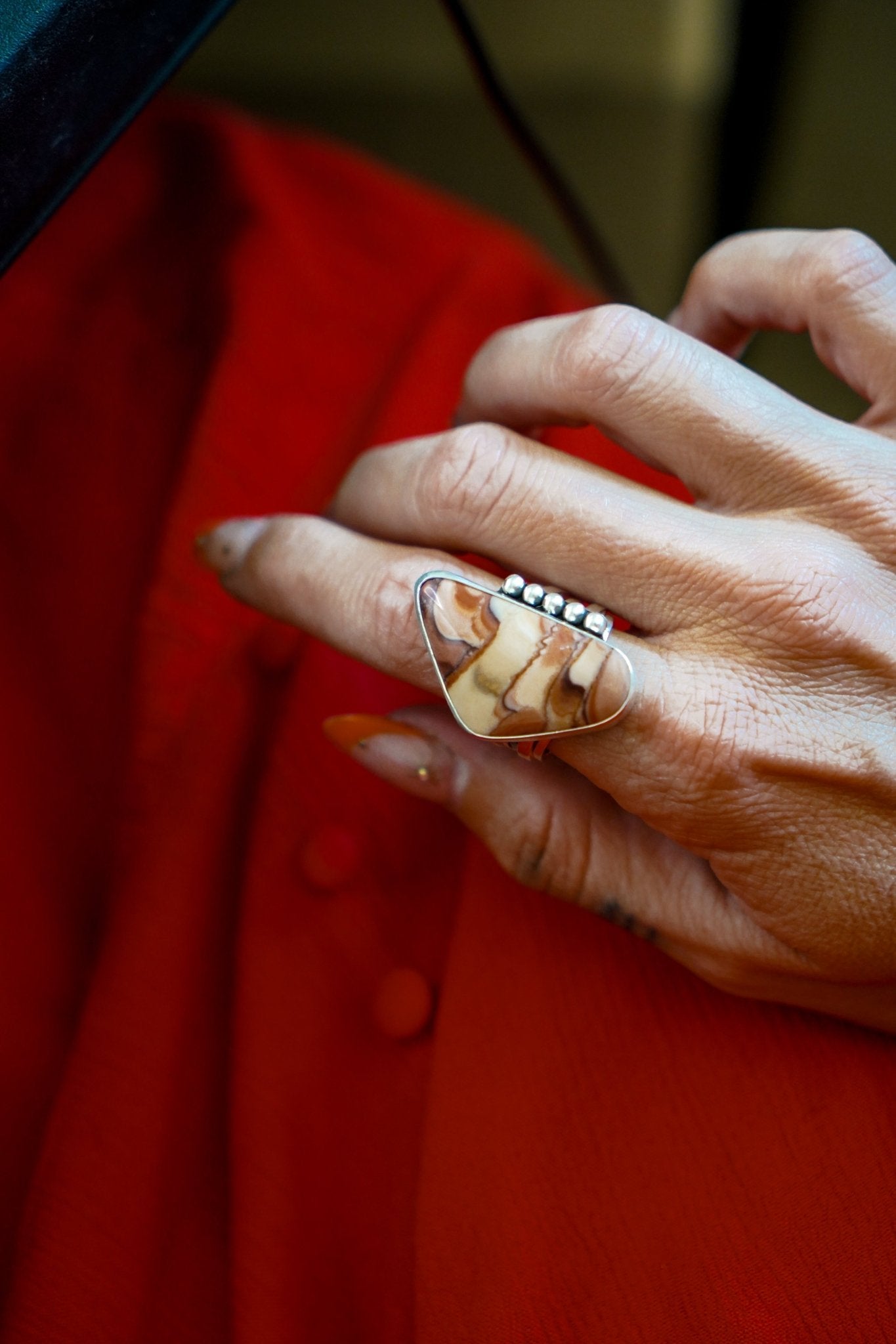 Statement Ring in Jasper (Size 9.75) - Golden Road Crafted