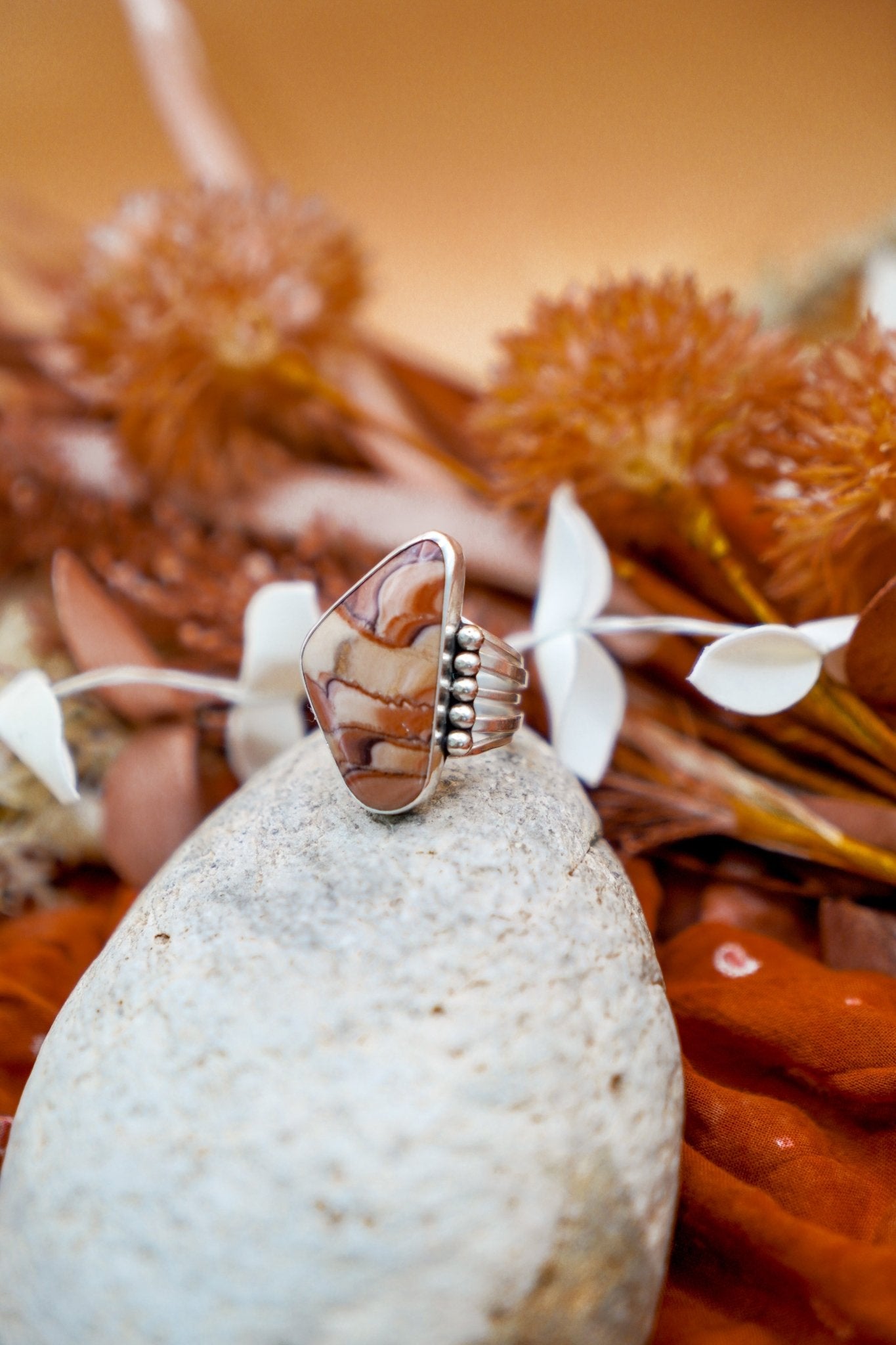 Statement Ring in Jasper (Size 9.75) - Golden Road Crafted