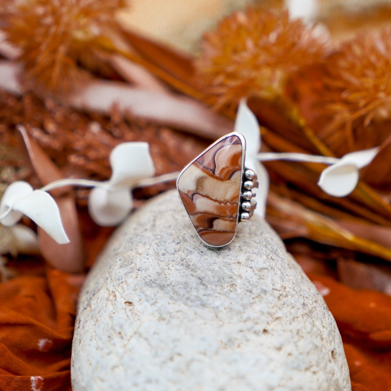 Statement Ring in Jasper (Size 9.75) - Golden Road Crafted