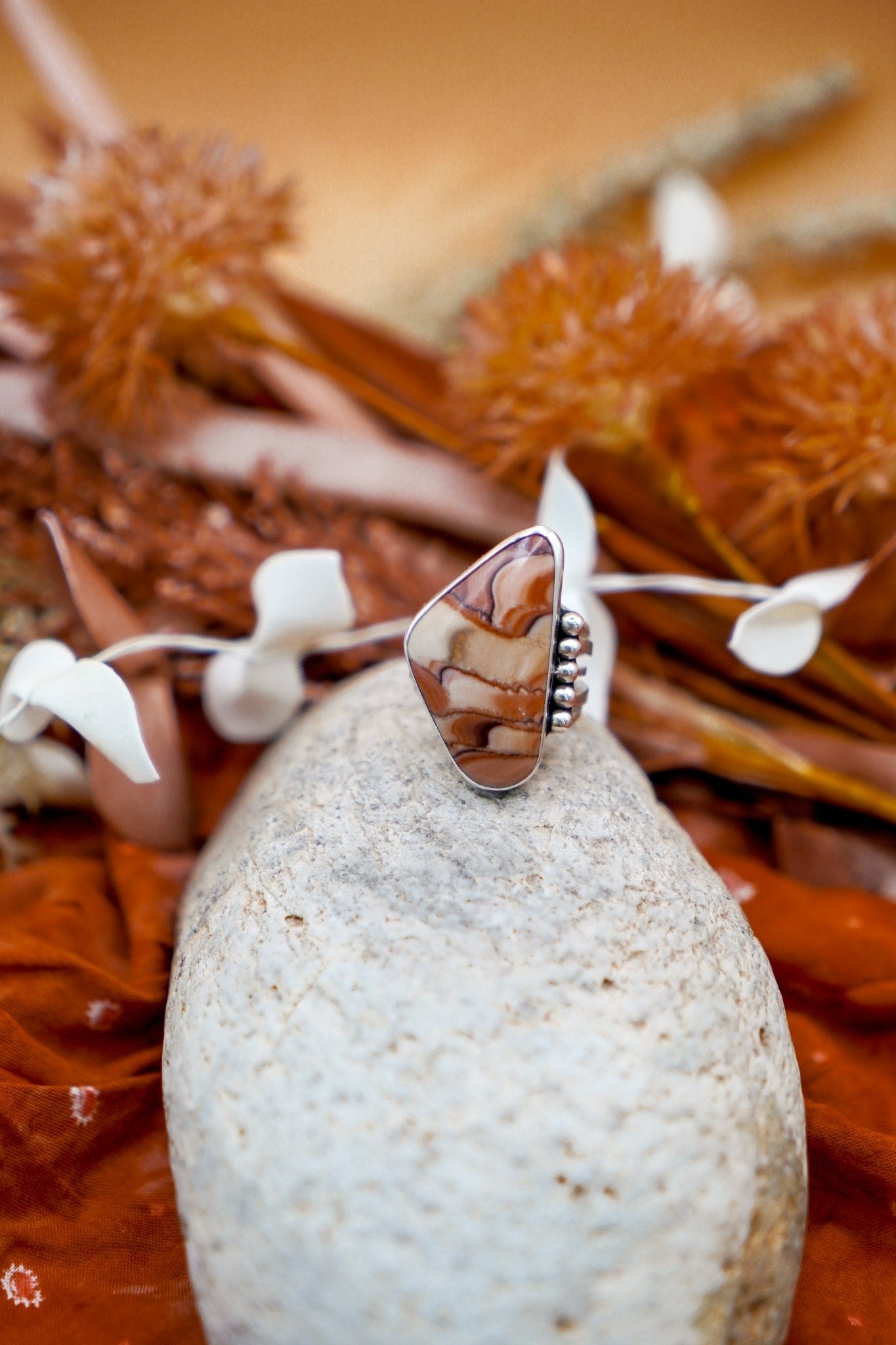 Statement Ring in Jasper (Size 9.75) - Golden Road Crafted