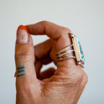 Statement Ring in Kingman Turquoise (Size 9.5) - Golden Road Crafted