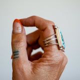 Statement Ring in Kingman Turquoise (Size 9.5) - Golden Road Crafted