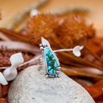 Statement Ring in Kingman Turquoise (Size 9.5) - Golden Road Crafted
