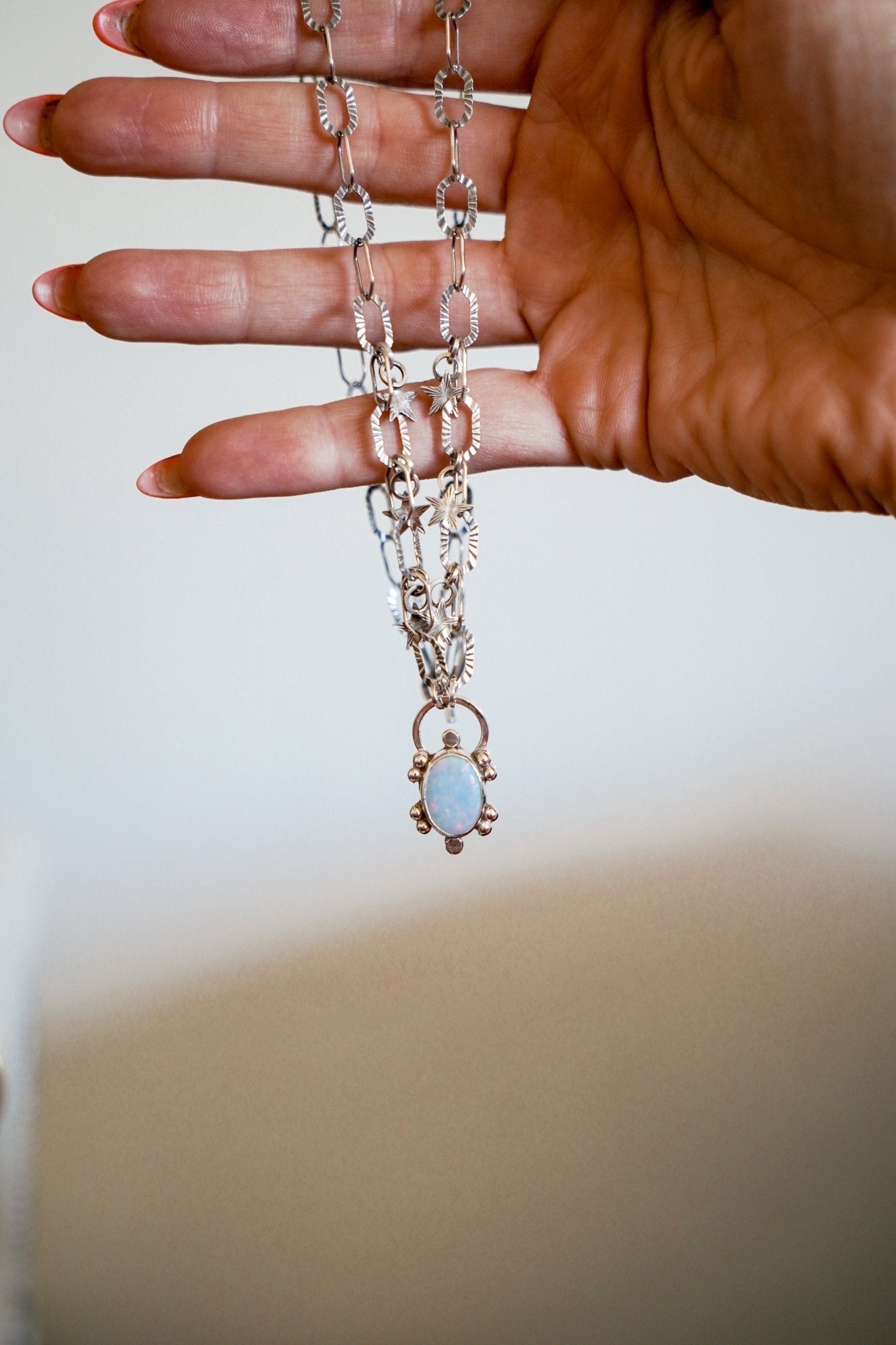 Sterling Opal Necklace - Golden Road Crafted