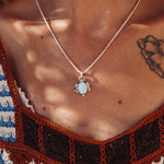 Sterling Opal Necklace w/ 14k Gold - Fill Moons - Golden Road Crafted