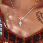 Sterling Opal Necklace w/ 14k Gold - Fill Moons - Golden Road Crafted