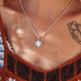 Sterling Opal Necklace w/ 14k Gold - Fill Moons - Golden Road Crafted