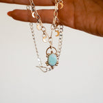Sterling Opal Necklace w/ 14K Gold Fill Moons - Golden Road Crafted