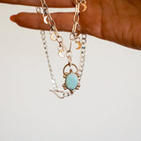 Sterling Opal Necklace w/ 14K Gold Fill Moons - Golden Road Crafted
