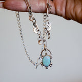Sterling Opal Necklace w/ 14K Gold Fill Moons - Golden Road Crafted