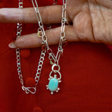 Sterling Opal Necklace w/ 14K Gold Fill Moons - Golden Road Crafted