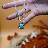 Sterling Opal Necklace w/ 14K Gold Fill Moons - Golden Road Crafted