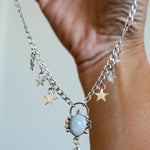 Sterling Opal Necklace w/ 14K Gold Fill stars - Golden Road Crafted