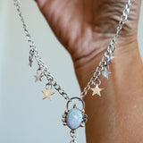Sterling Opal Necklace w/ 14K Gold Fill stars - Golden Road Crafted