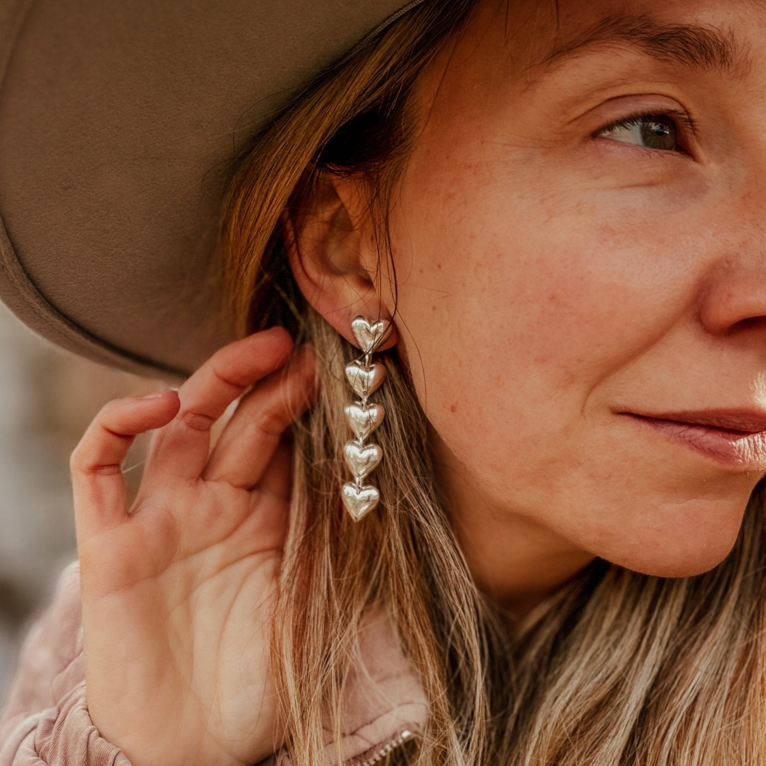 Sterling Silver Heart Drip Earrings - Golden Road Crafted