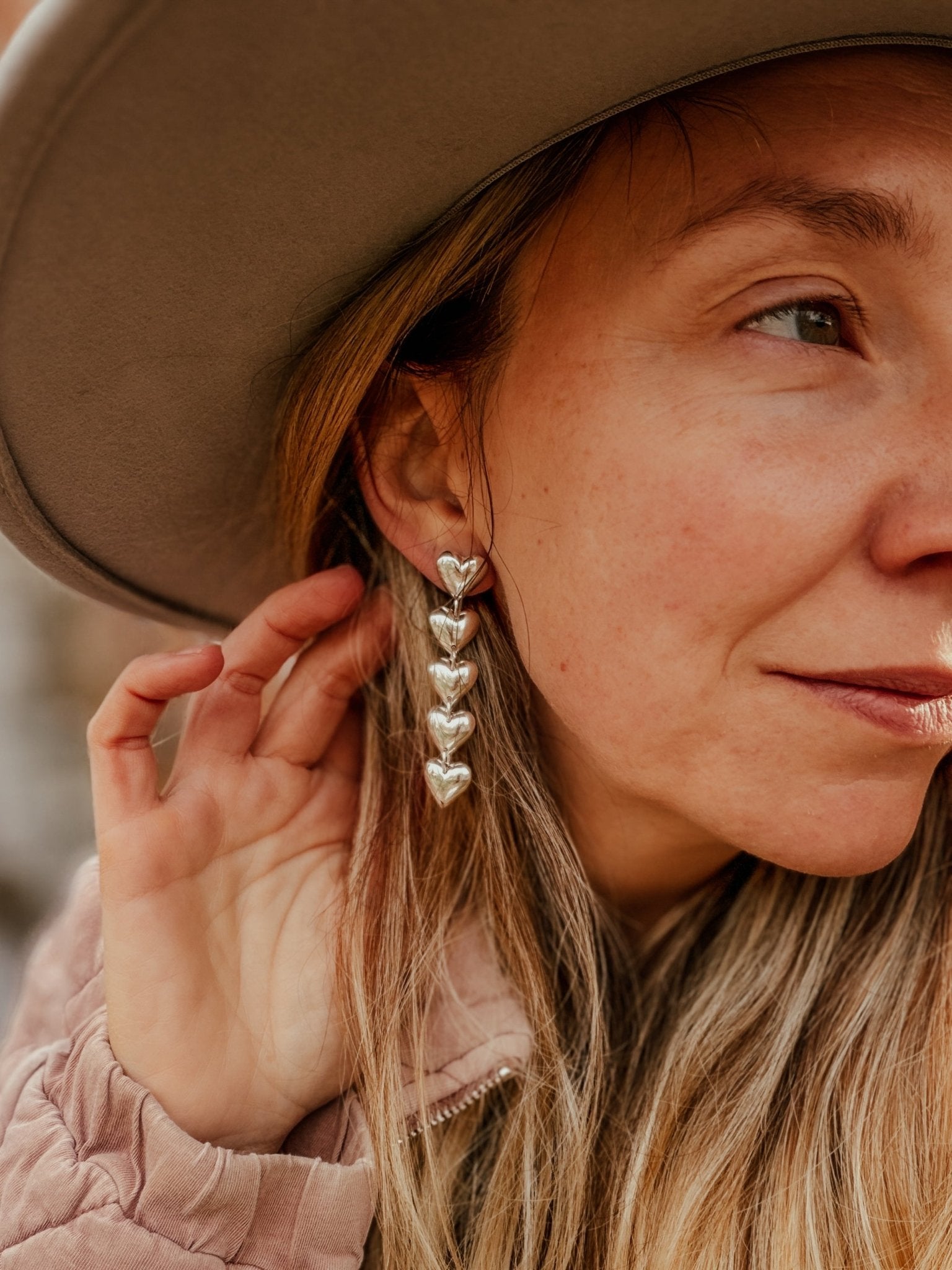 Sterling Silver Heart Drip Earrings - Golden Road Crafted