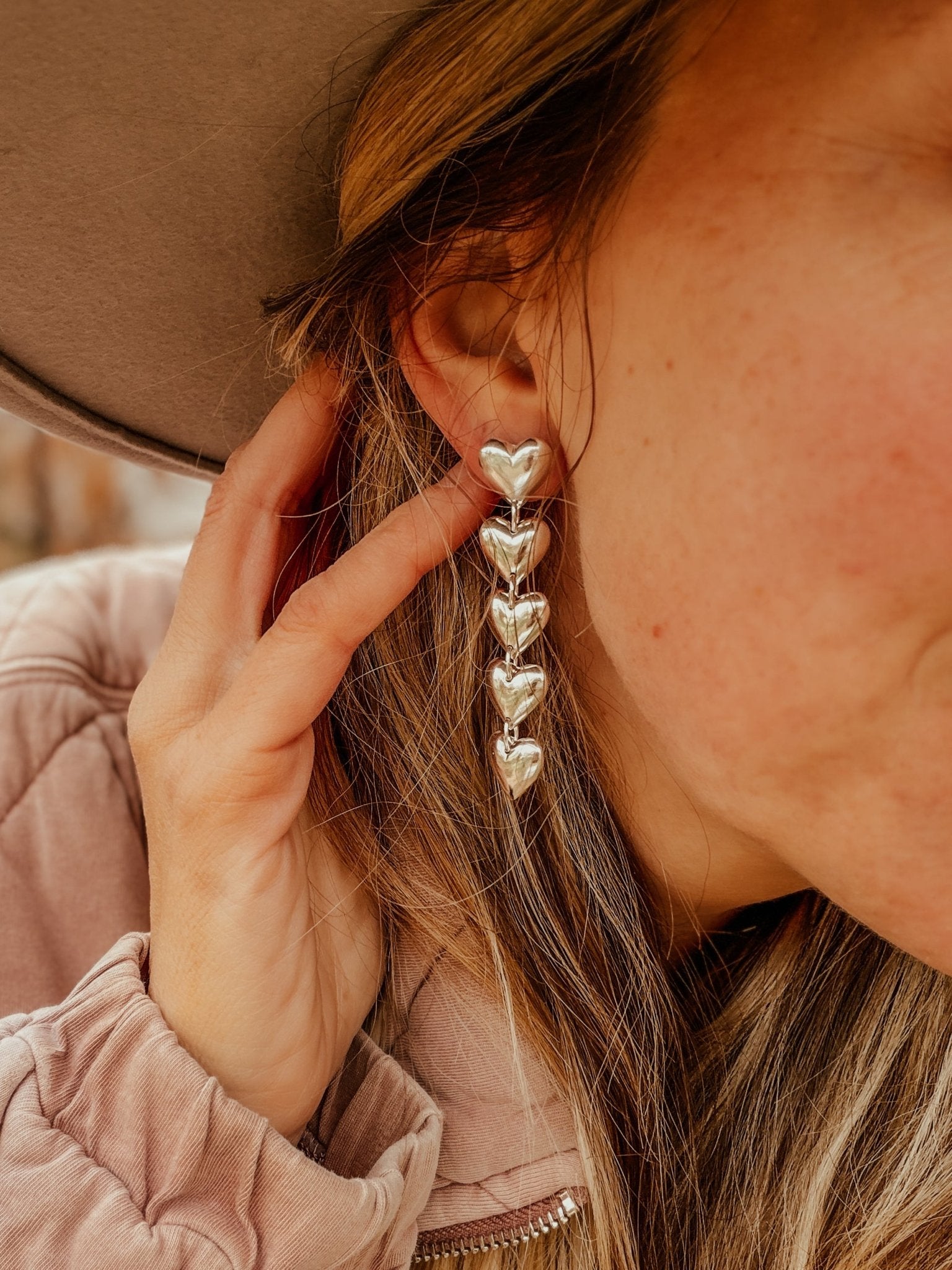 Sterling Silver Heart Drip Earrings - Golden Road Crafted