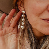 Sterling Silver Heart Drip Earrings - Golden Road Crafted