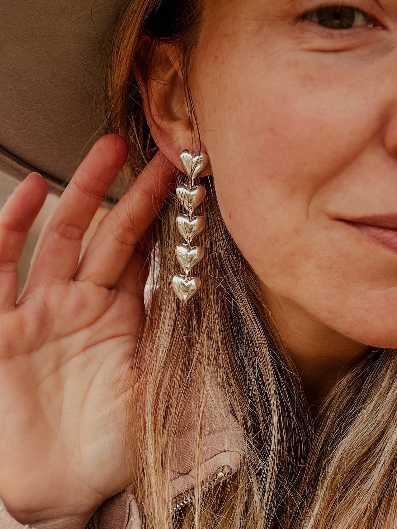 Sterling Silver Heart Drip Earrings - Golden Road Crafted