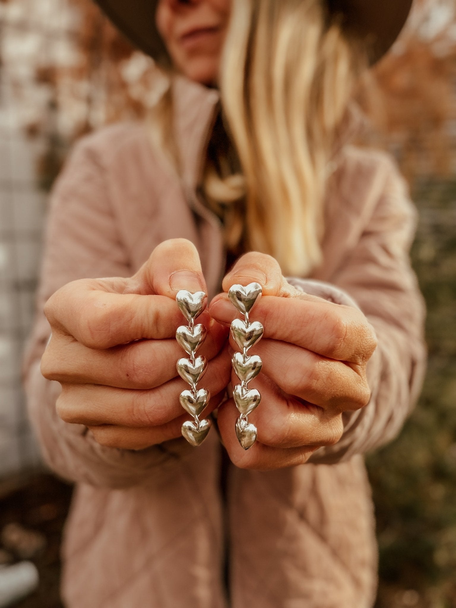 Sterling Silver Heart Drip Earrings - Golden Road Crafted
