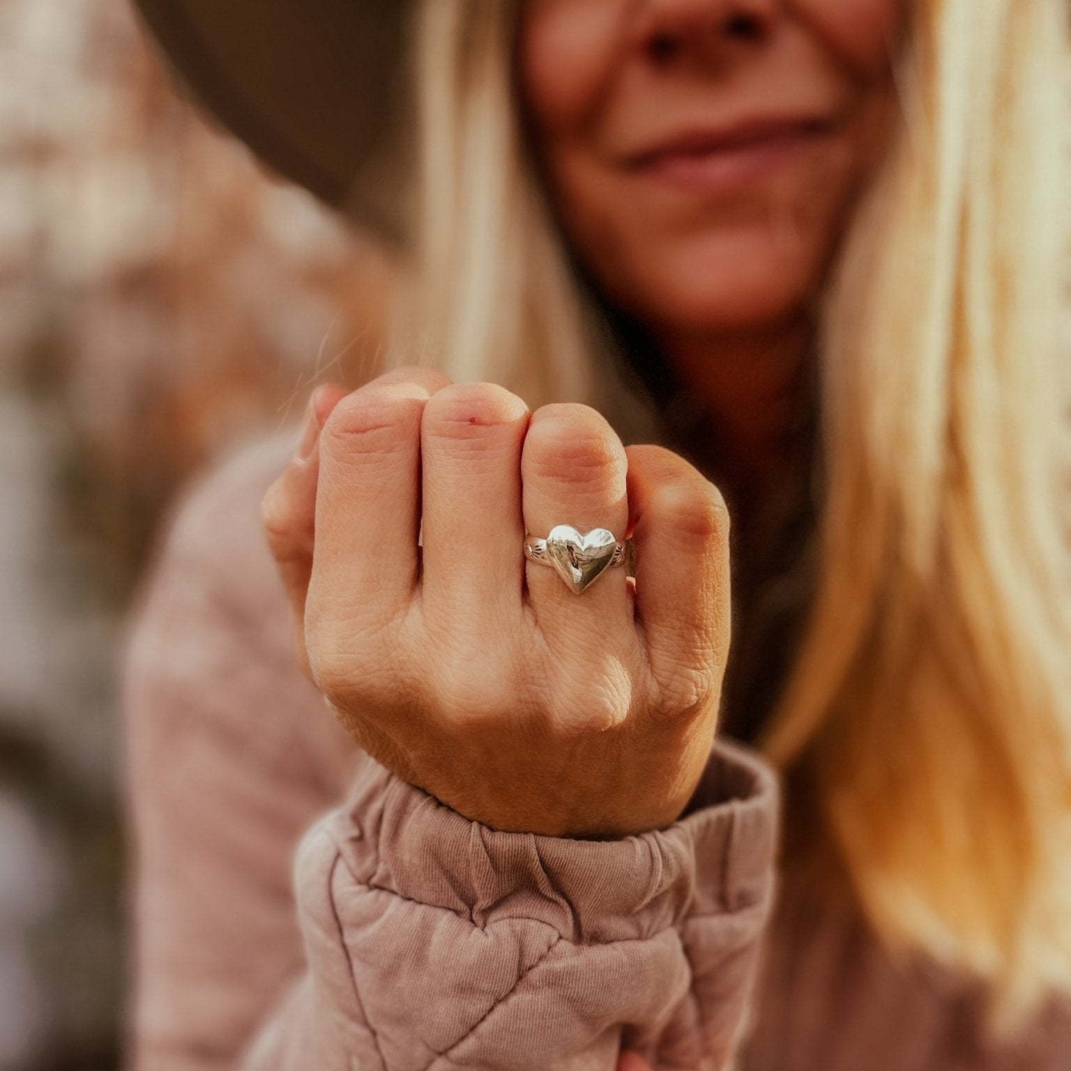 Sterling Silver Heart Ring (Made to Order) - Golden Road Crafted