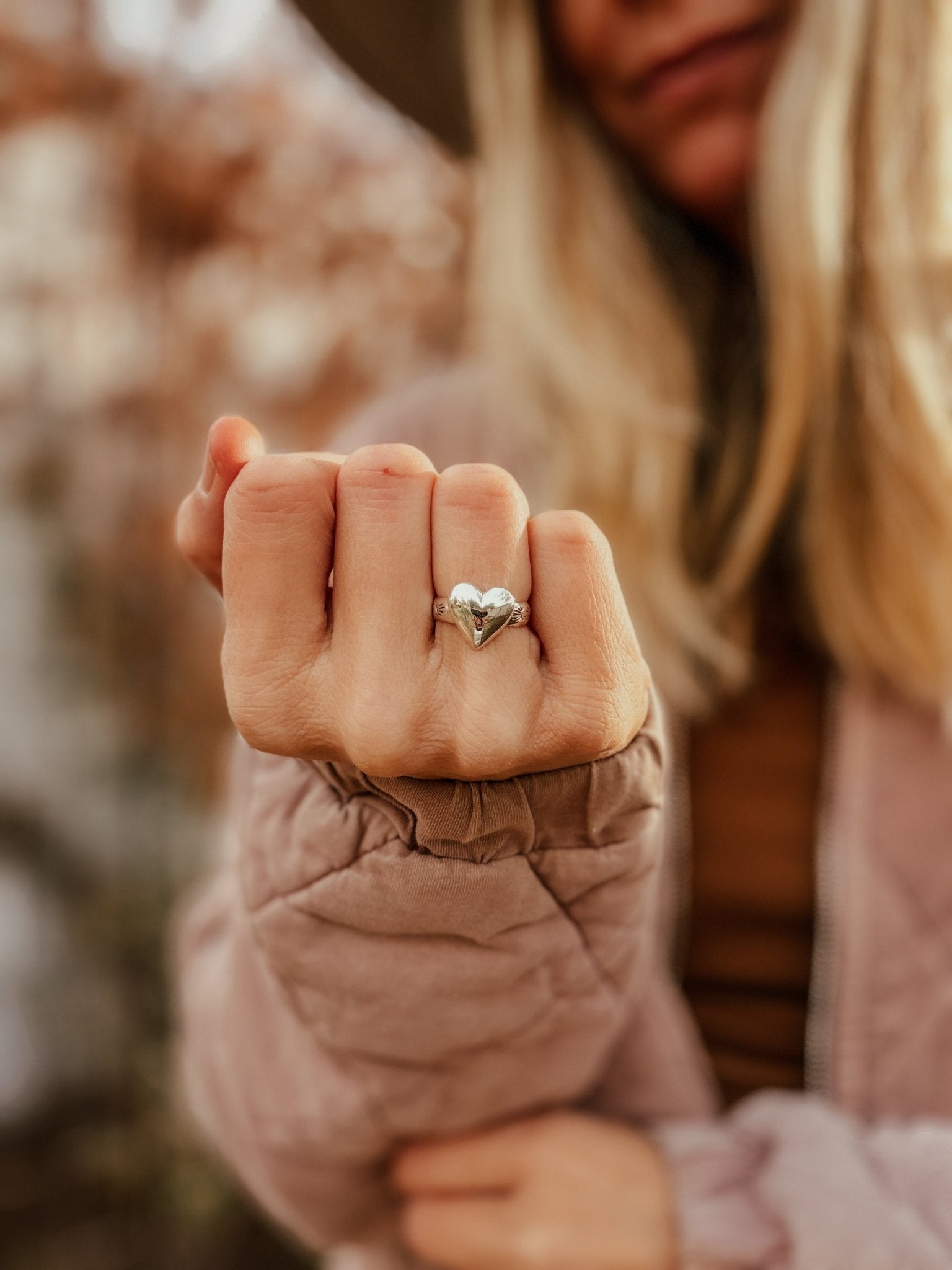 Sterling Silver Heart Ring (Made to Order) - Golden Road Crafted