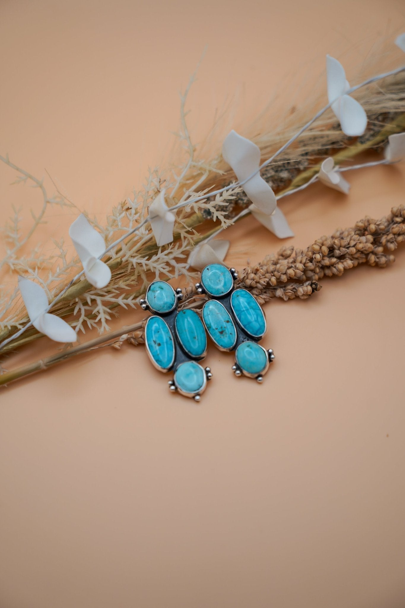 Stud Earrings in Blue Ridge Turquoise - Golden Road Crafted