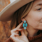 Stud Earrings in Blue Ridge Turquoise - Golden Road Crafted