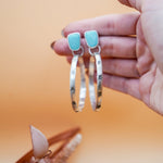 Stud Hoop Earrings in Campitos Turquoise - Golden Road Crafted