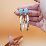 Stud Hoop Earrings in Campitos Turquoise - Golden Road Crafted