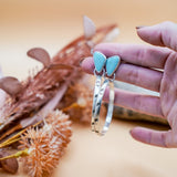Stud Hoop Earrings in Campitos Turquoise - Golden Road Crafted