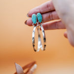 Stud Hoop Earrings in Campitos Turquoise - Golden Road Crafted